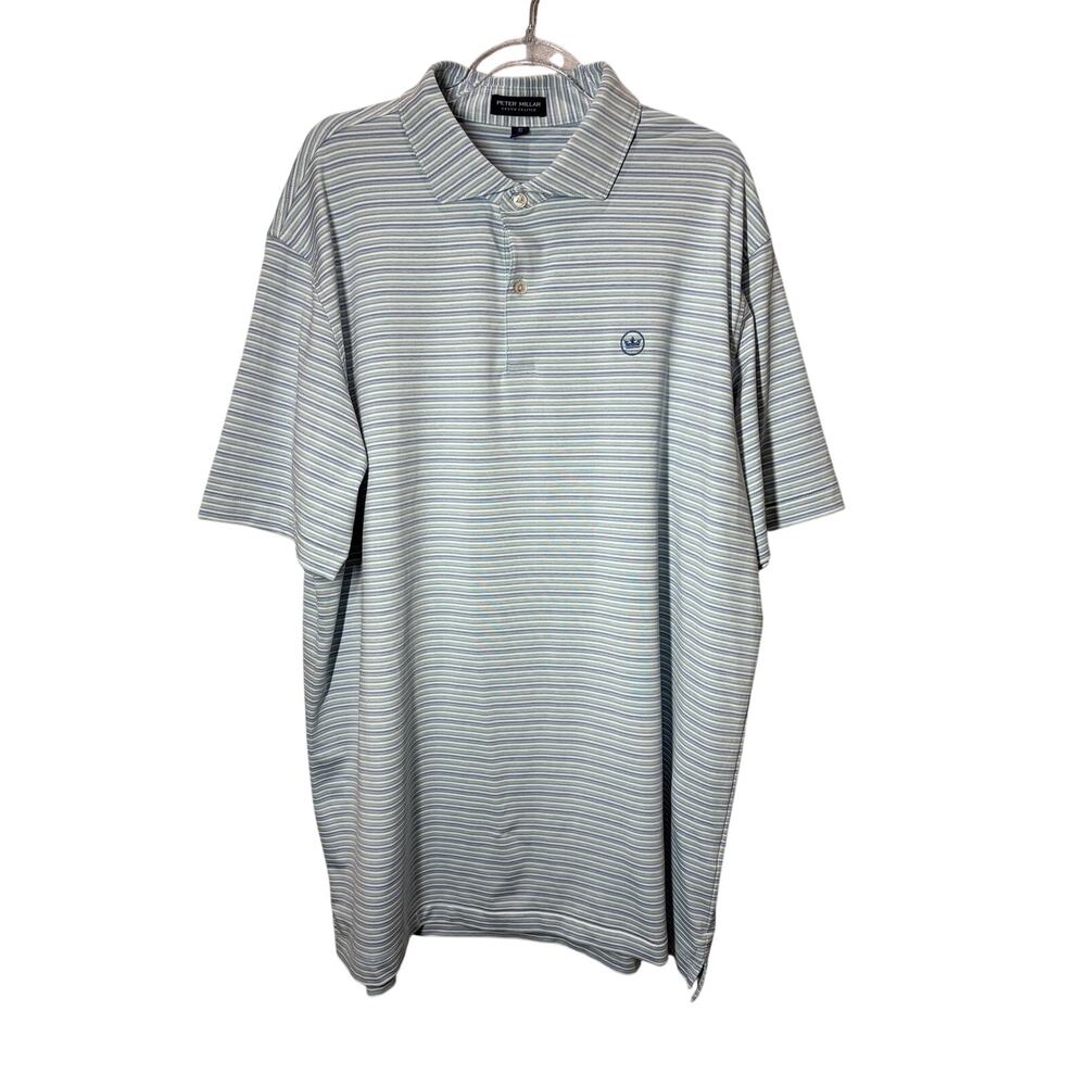 Peter Millar Summer Comfort Polo Mens XL Blue White Stipes Golf